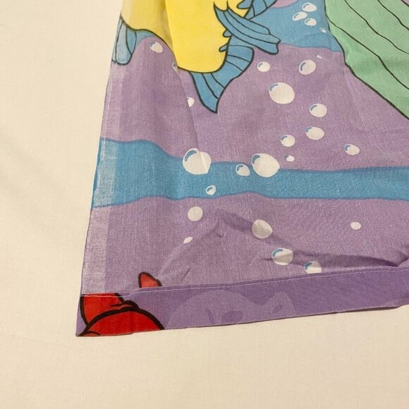 Vtg Disney The Little Mermaid Double Full Flat Sheet Ariel Flounder Sebastian - Picture 11 of 15